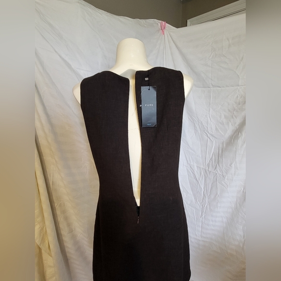 NEW Pure Career Elegant Brown V-Neck Midi Dress, Size Large - Picture 5 of 7